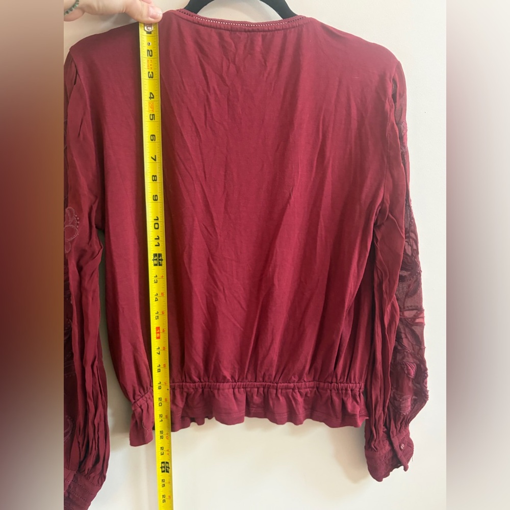 Anthropologie Embroidered Floral Button Down Boho Casual V-Neck Shirt Top Blouse - Picture 11 of 12